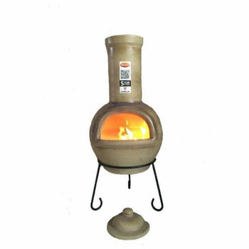 Gardeco Chimenea Gardeco Sempra large Chimenea in Glazed Brown Inc Stand and Lid